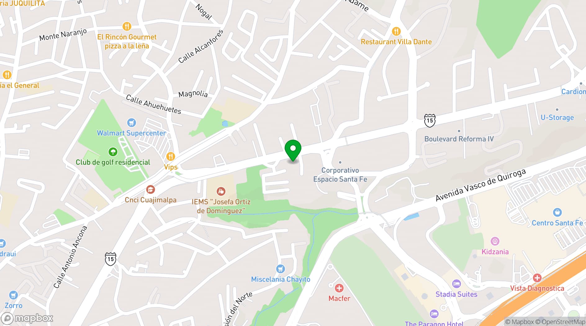 Map showing Sleep Inn Mexico City