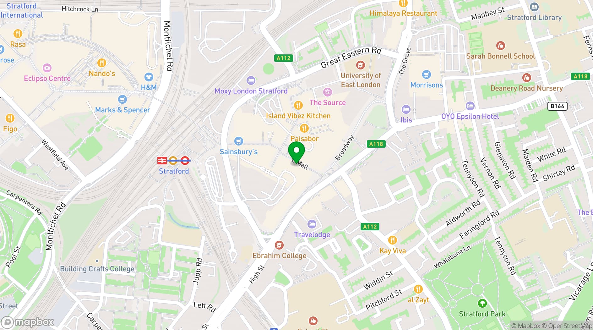 Map showing Unit Six Cafe