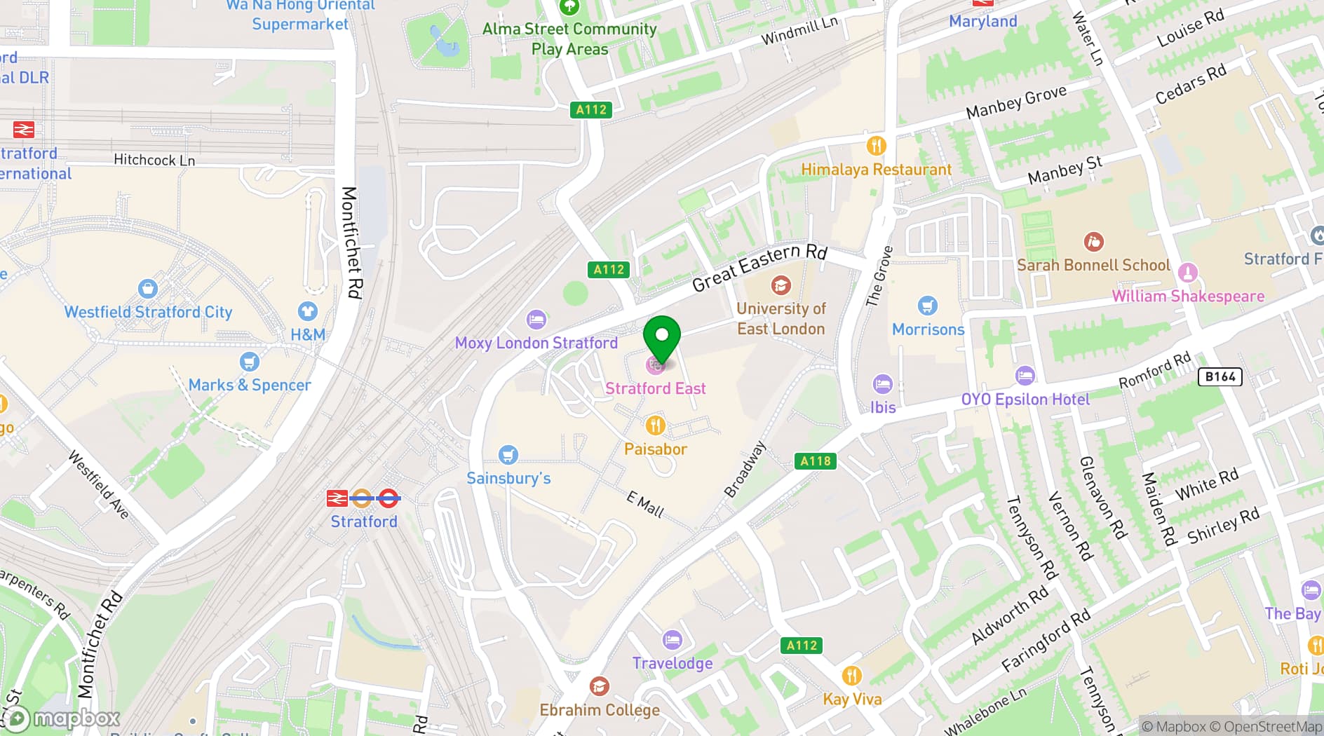 Map showing Theatre Royal Stratford East