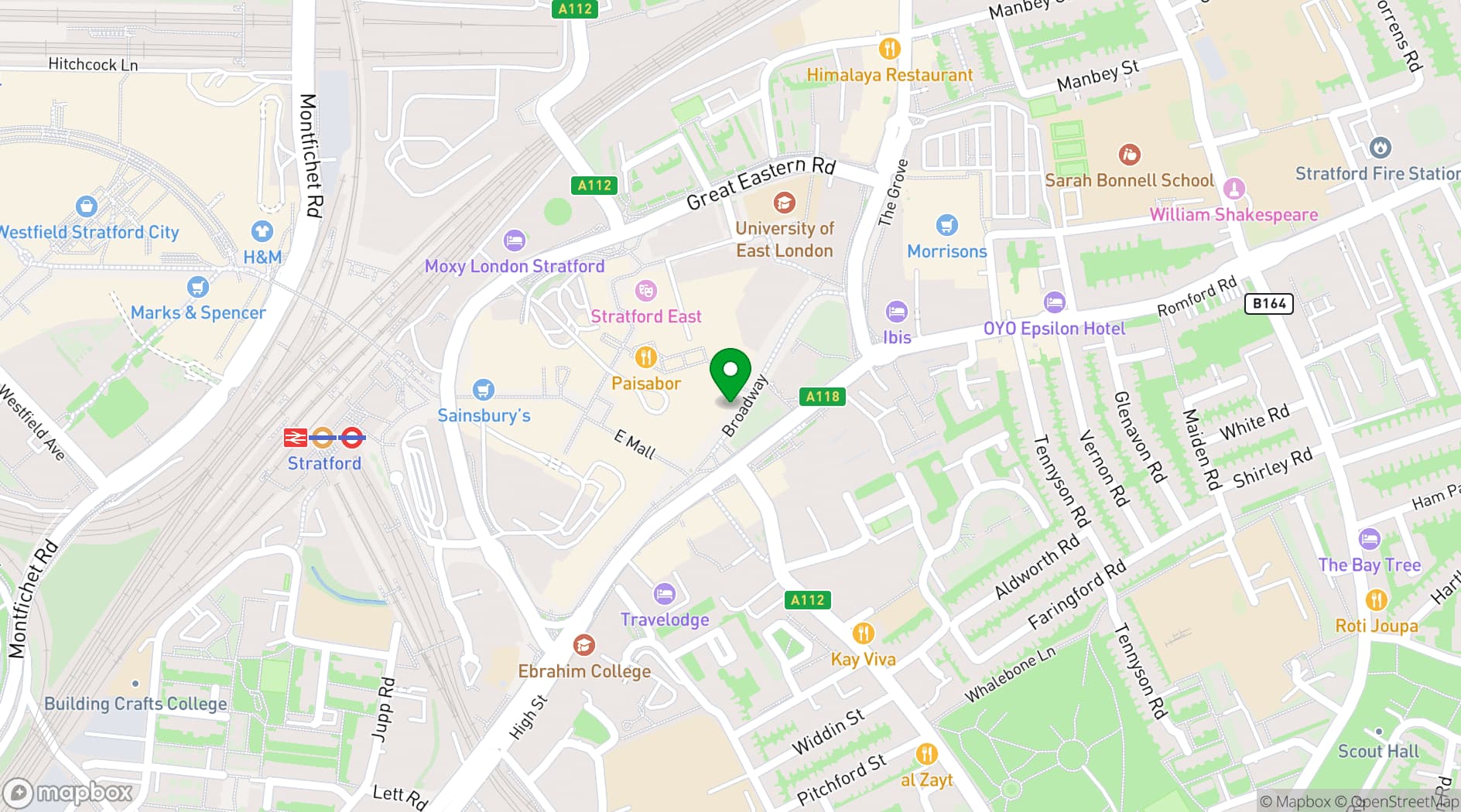 Map showing Stratford - London