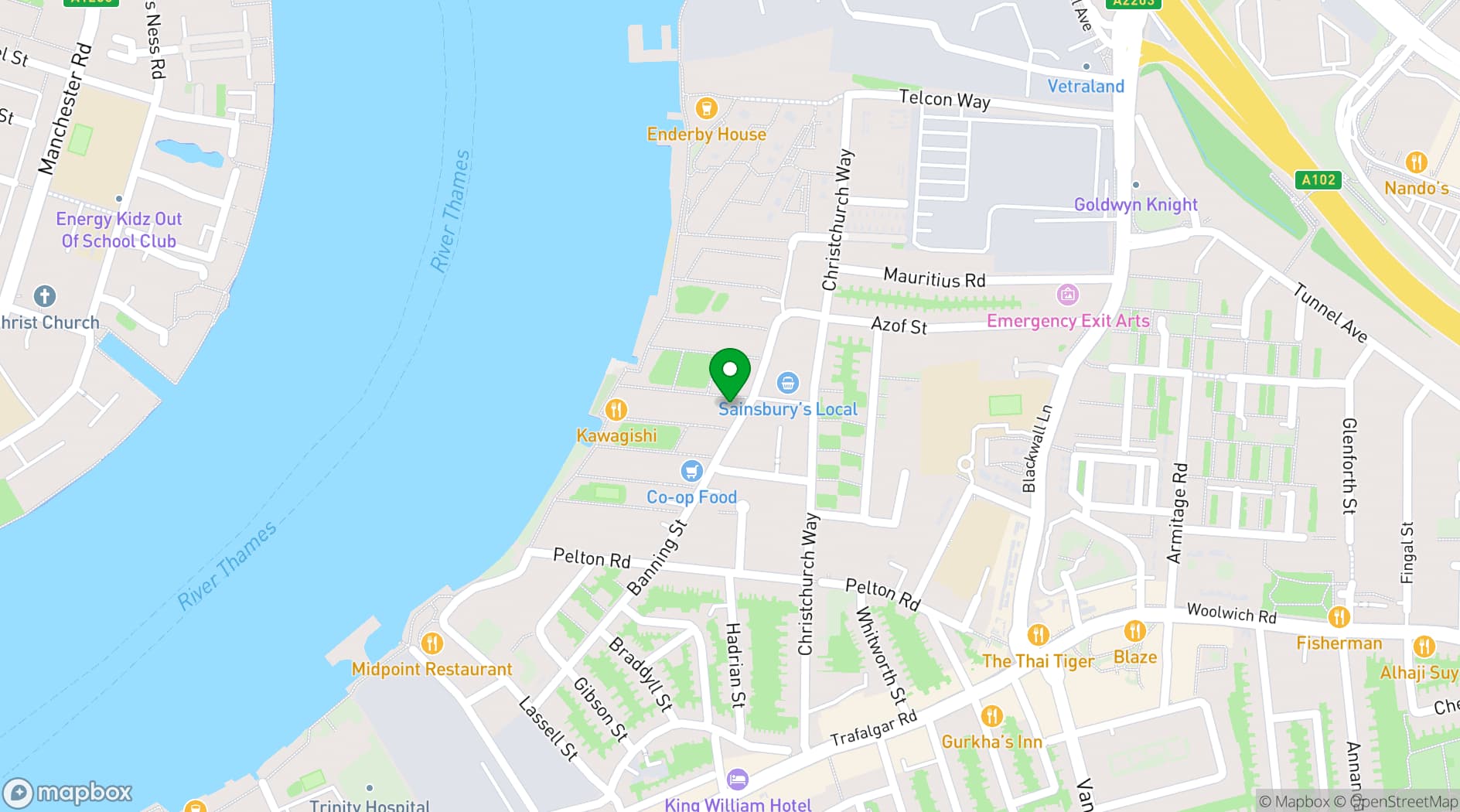 Map showing Banning Street