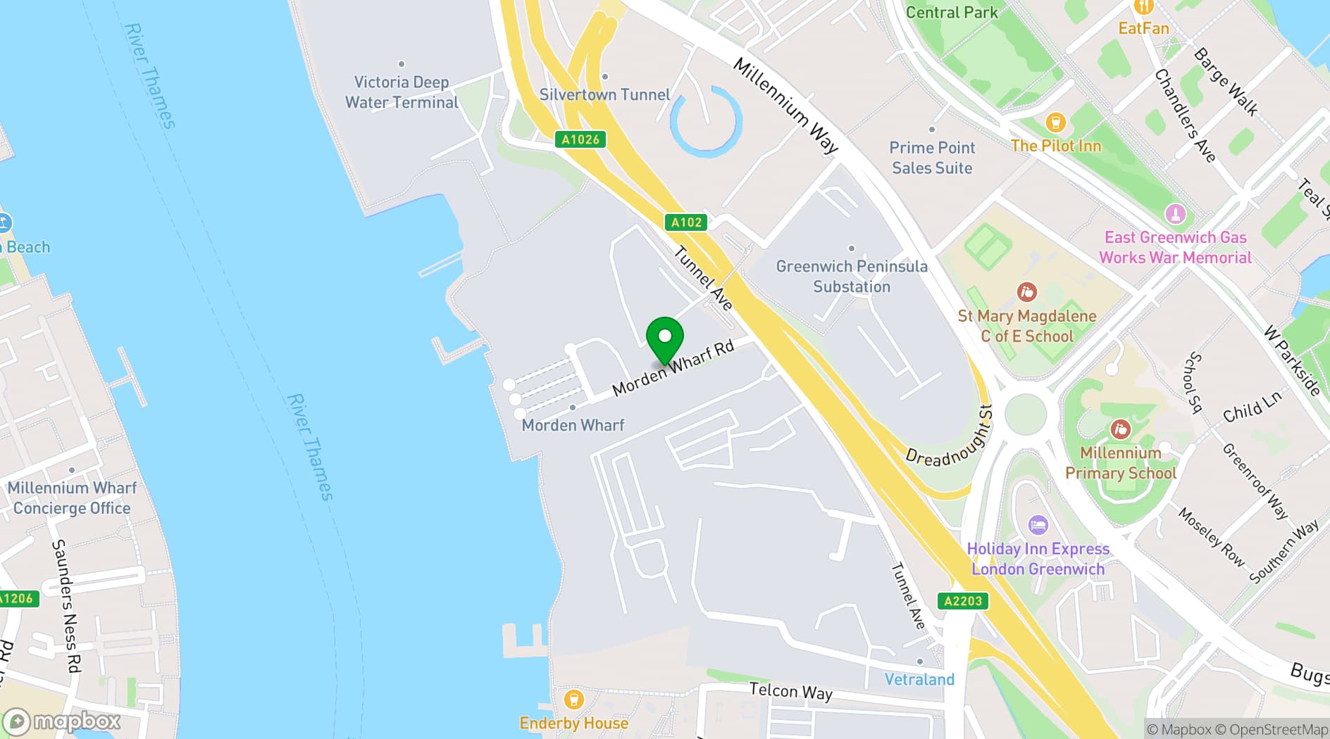 Map showing Brew by Numbers - Morden Wharf