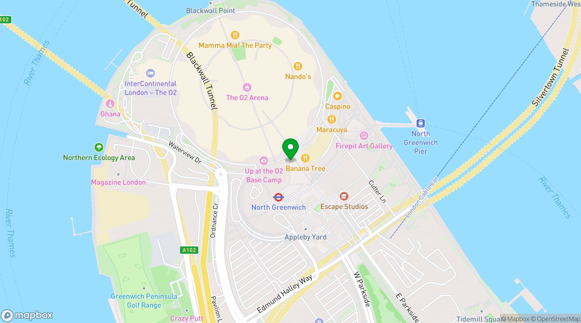Map showing Cabana @ The O2
