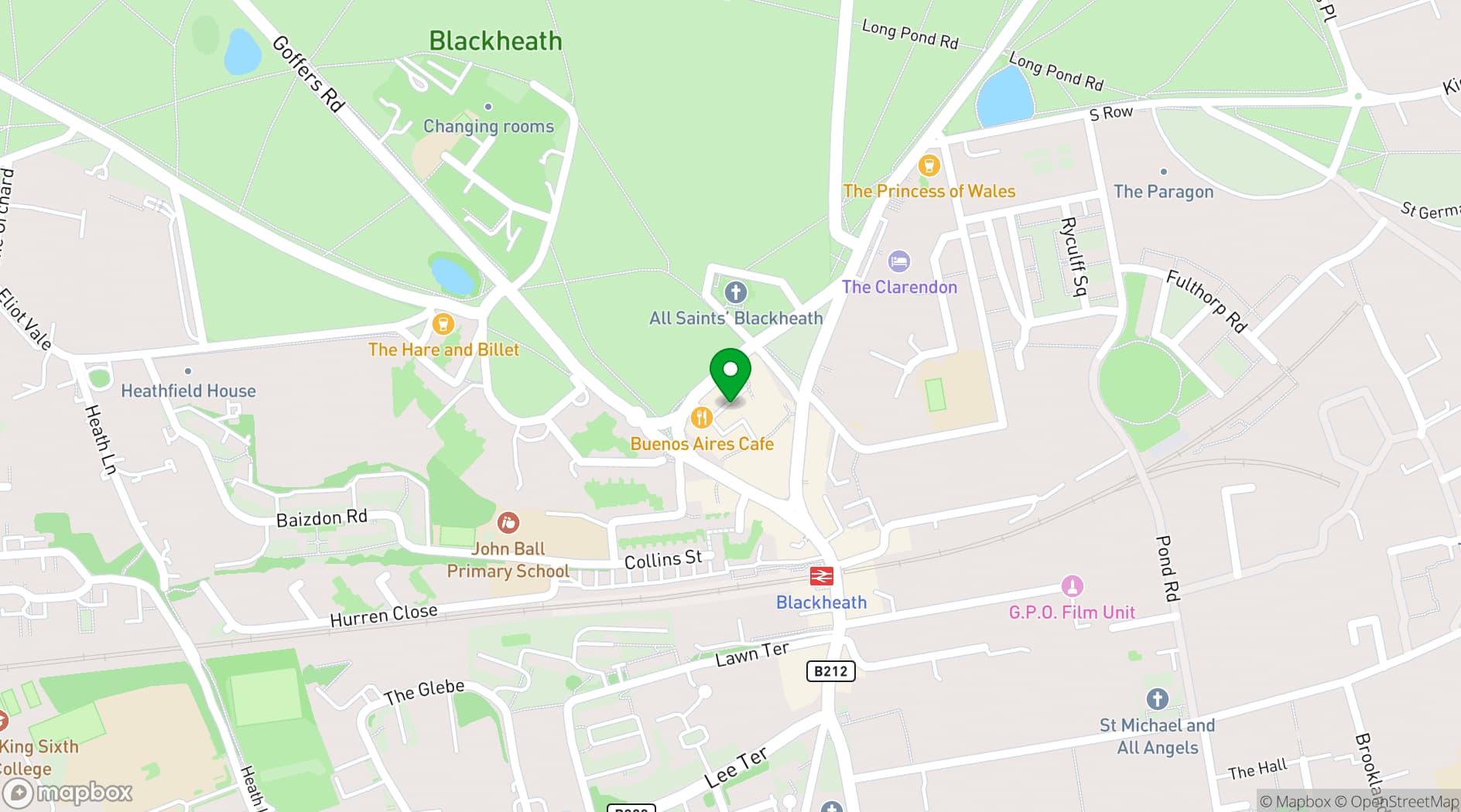 Map showing Workers League Blackheath