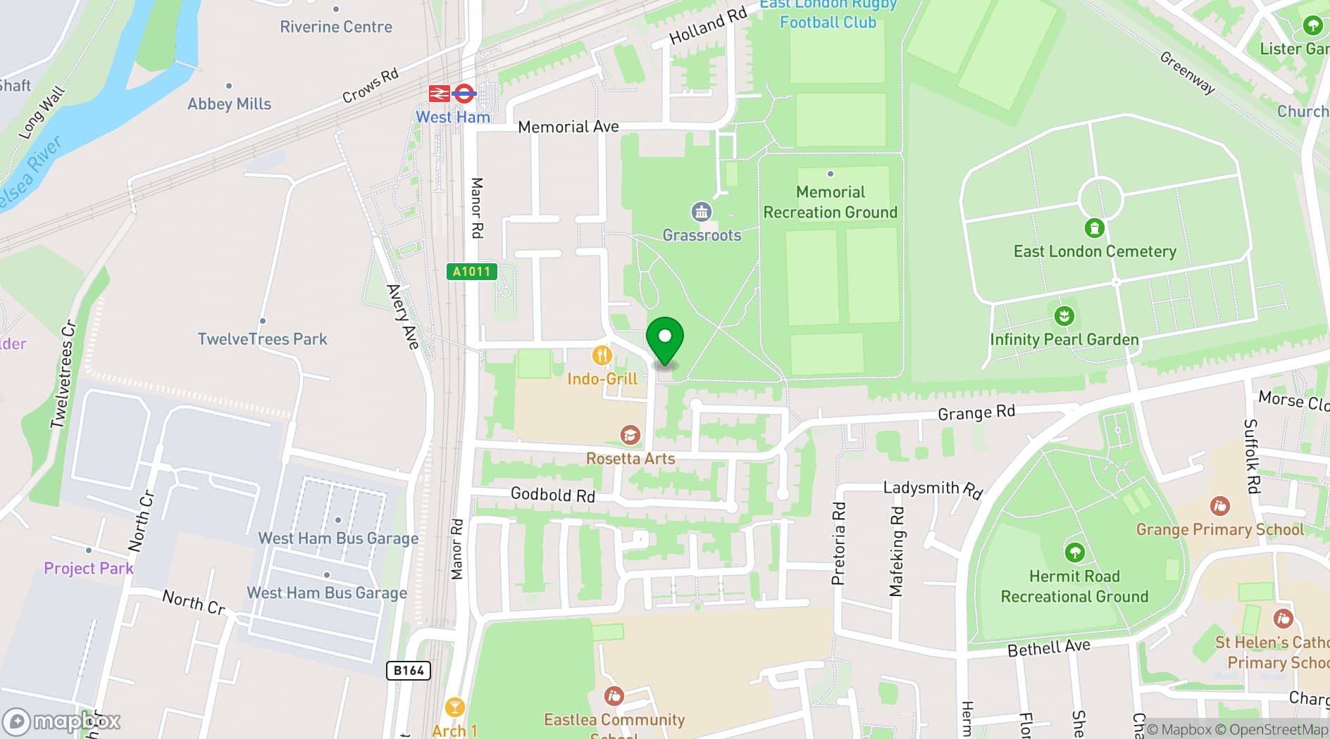 Map showing Rosetta Arts Centre 