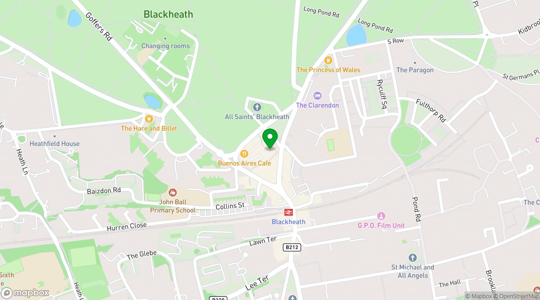 Map showing Zerodegrees Blackheath