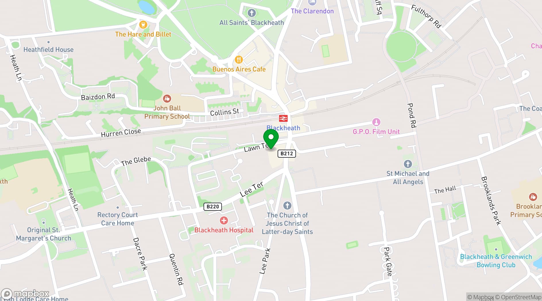 Map showing Townhouse Blackheath
