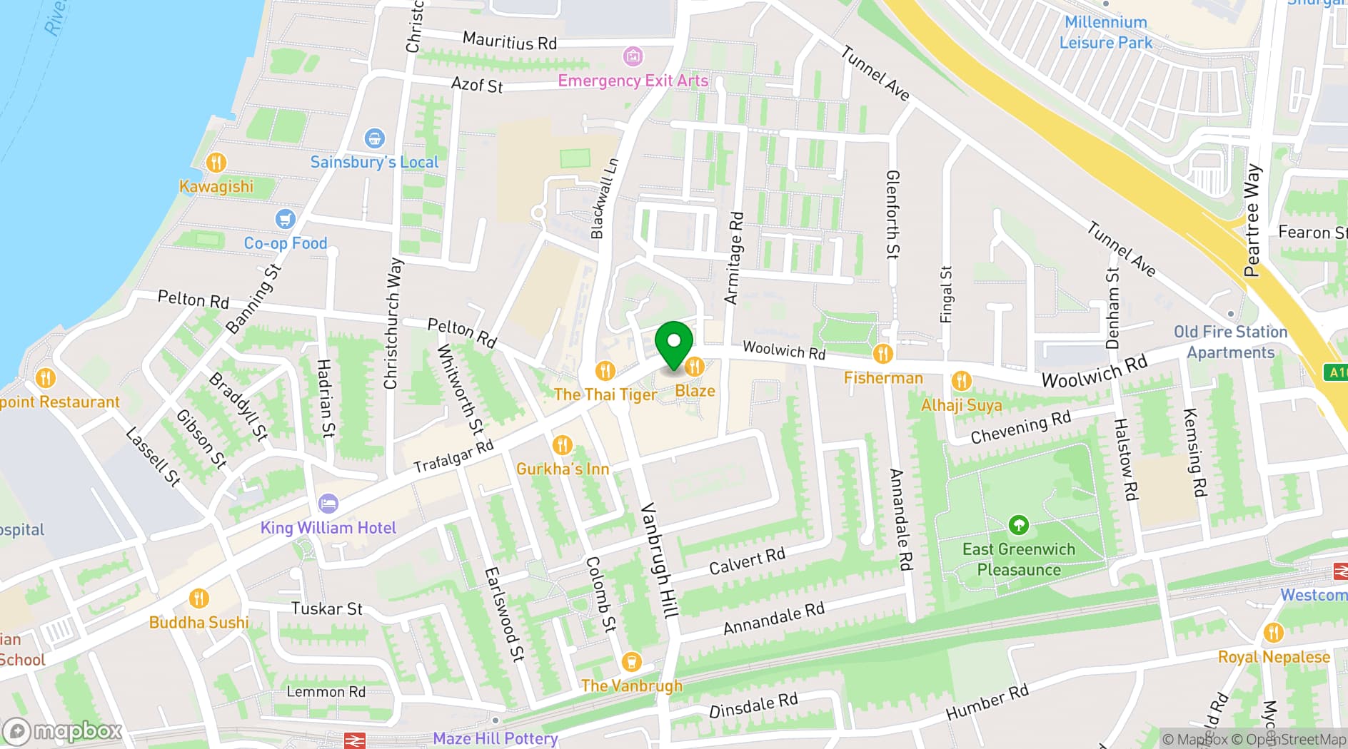 Map showing Twin English Centre Greenwich