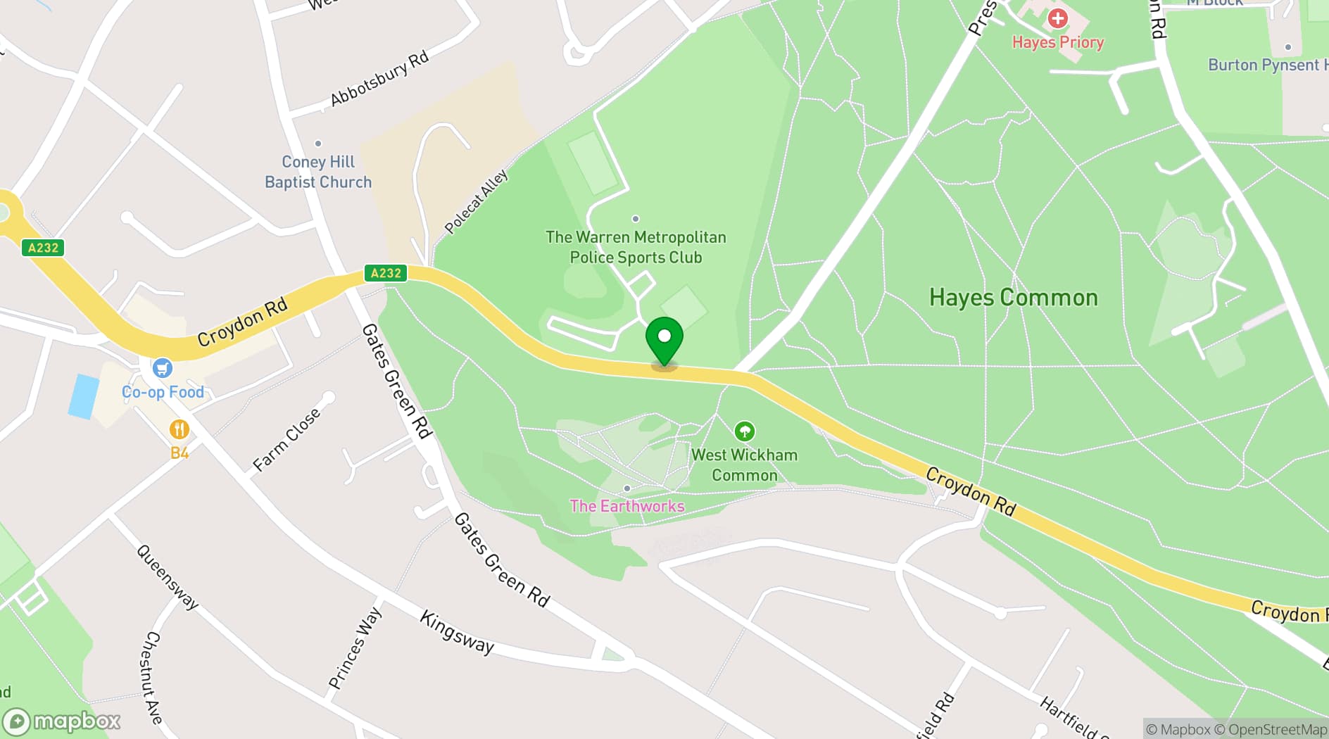 Map showing The Warren