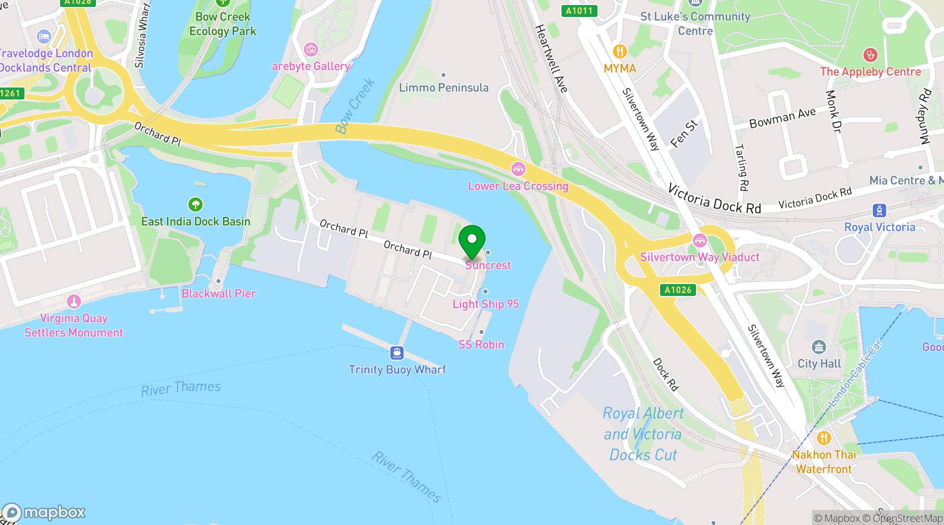 Map showing Trinity Buoy Wharf