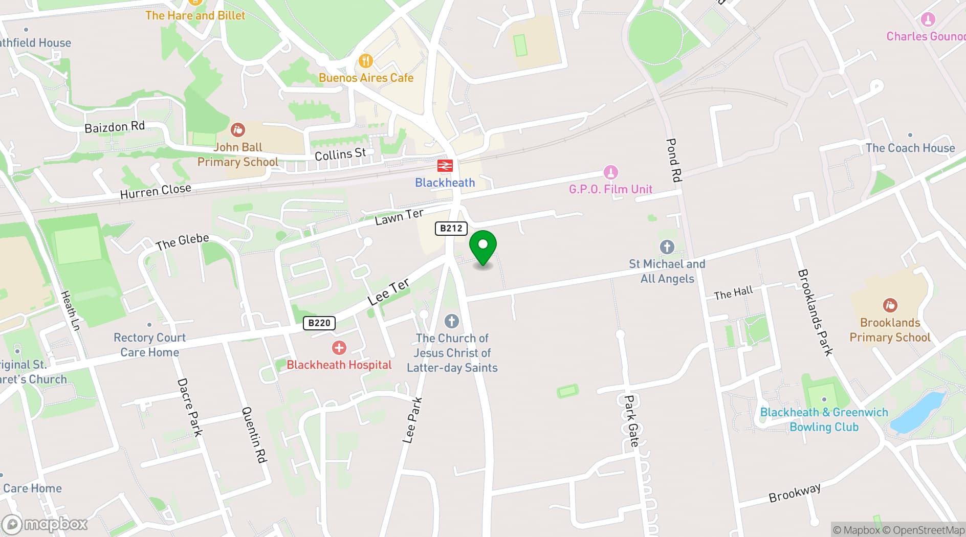 Map showing Blackheath Halls