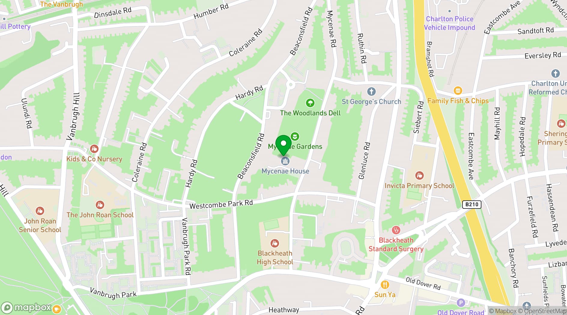 Map showing Mycenae House
