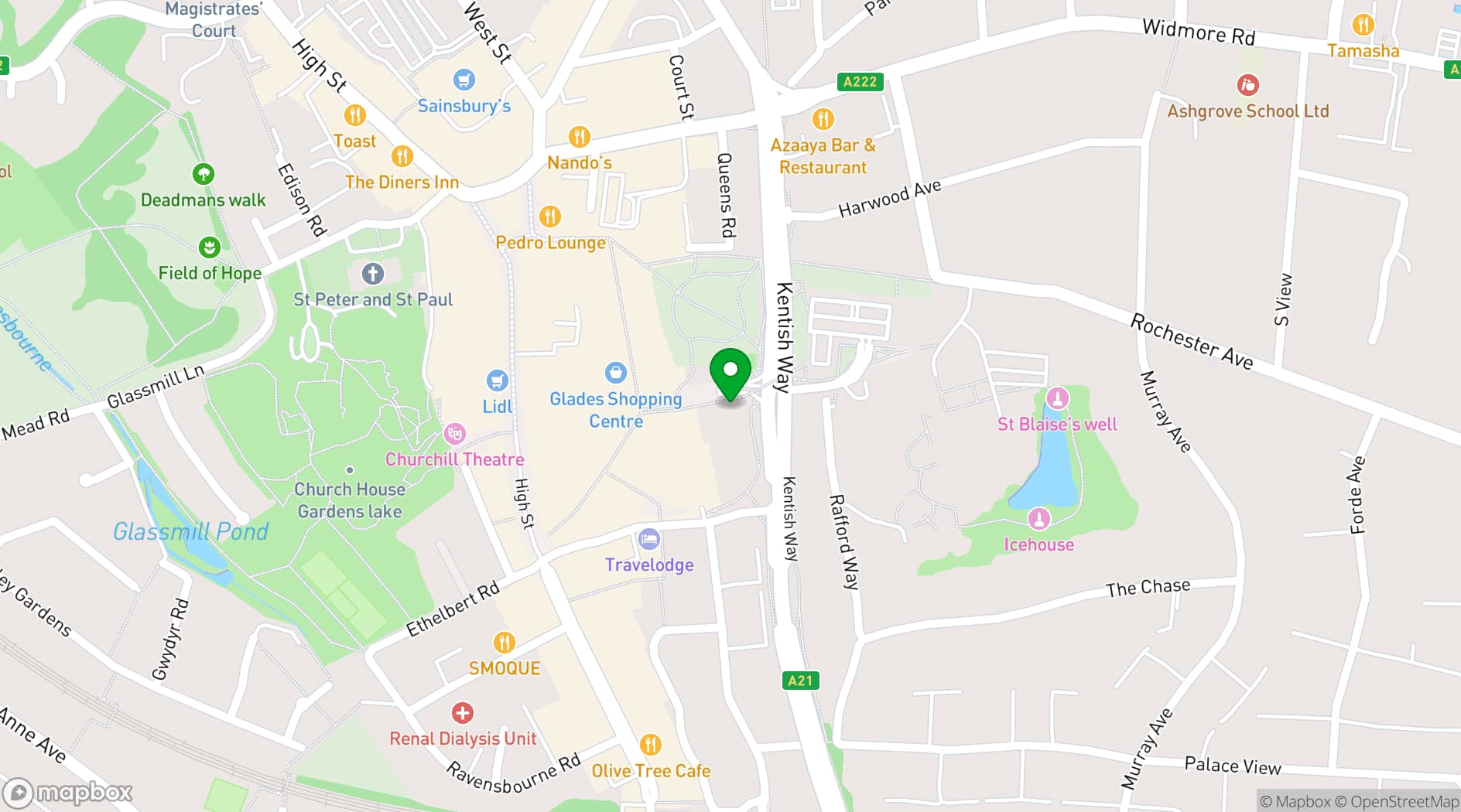 Map showing The Pavilion