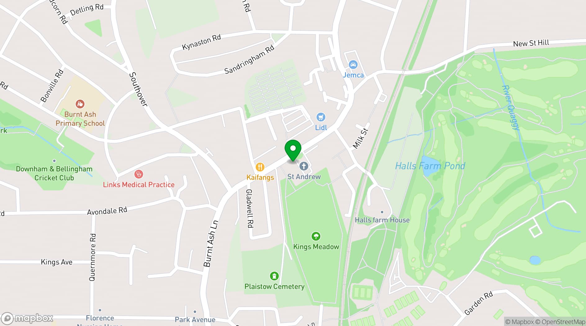Map showing St Andrew's Church Hall