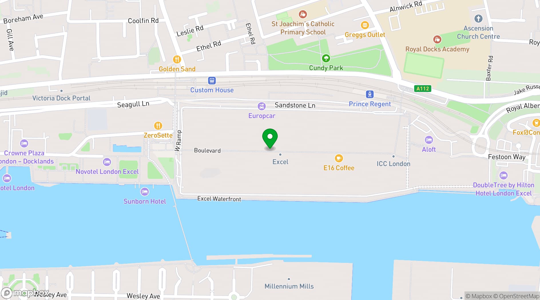 Map showing ExCeL London
