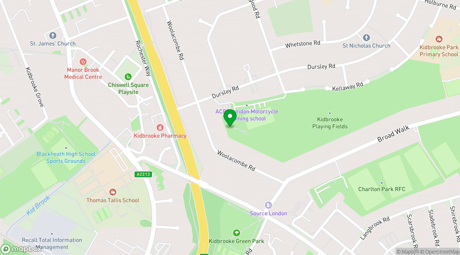 Map showing Long Lane JFC