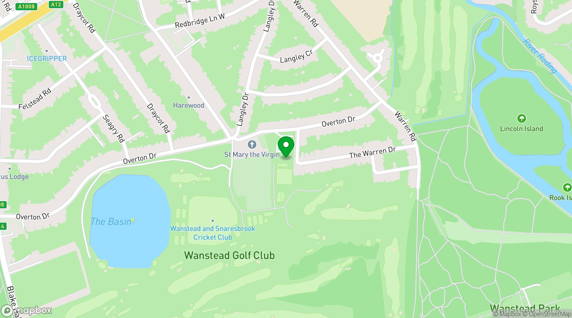 Map showing Wanstead Golf Club