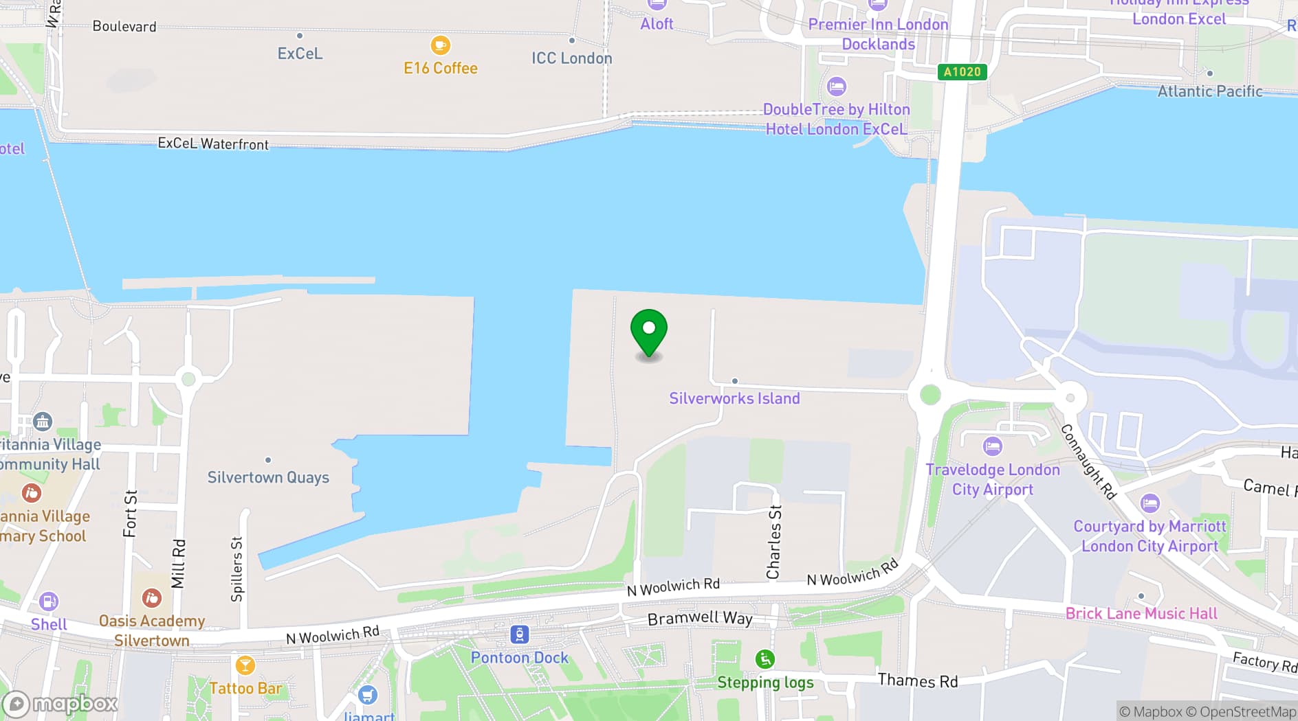 Map showing Silverworks Island