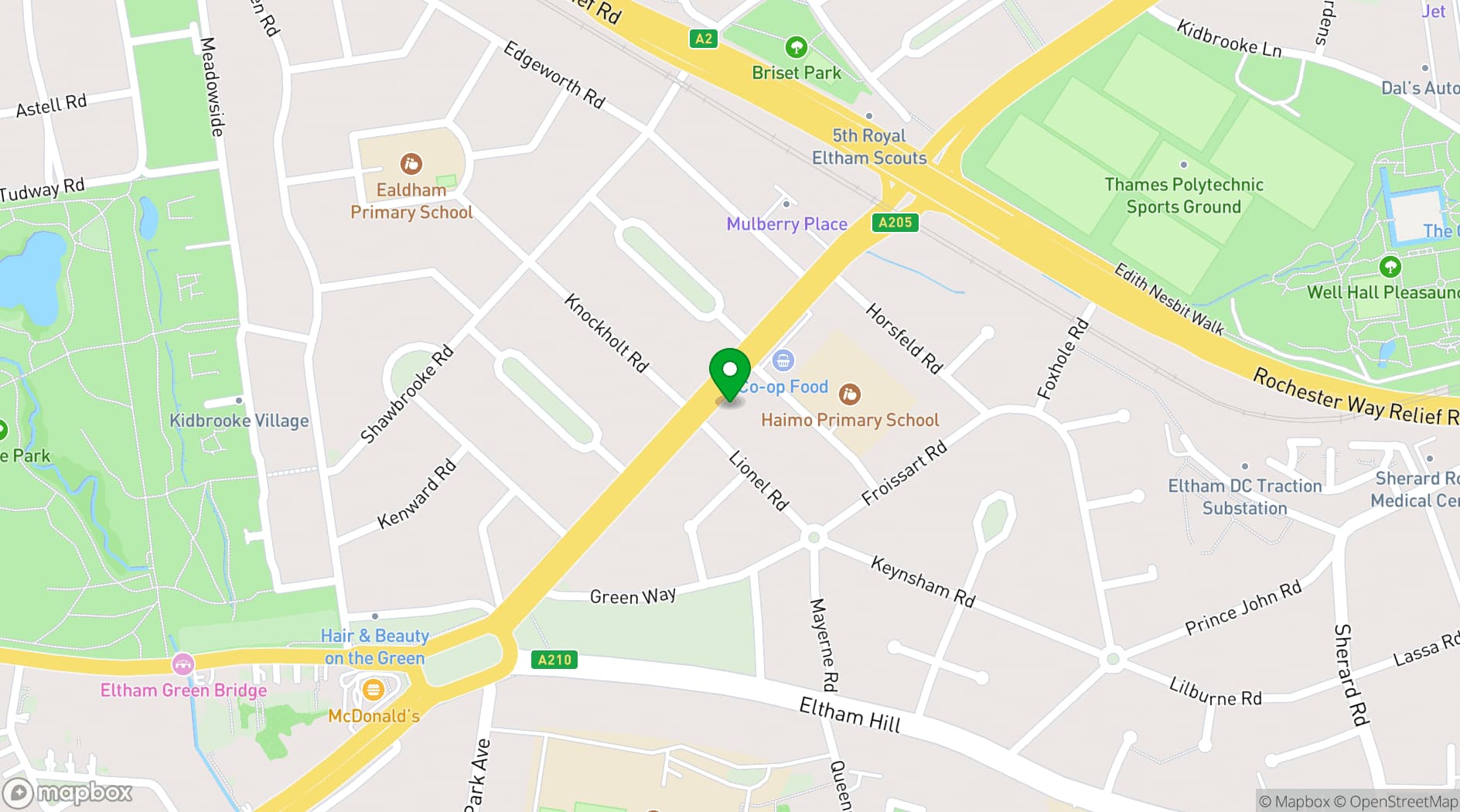 Map showing Lionel Road Hall