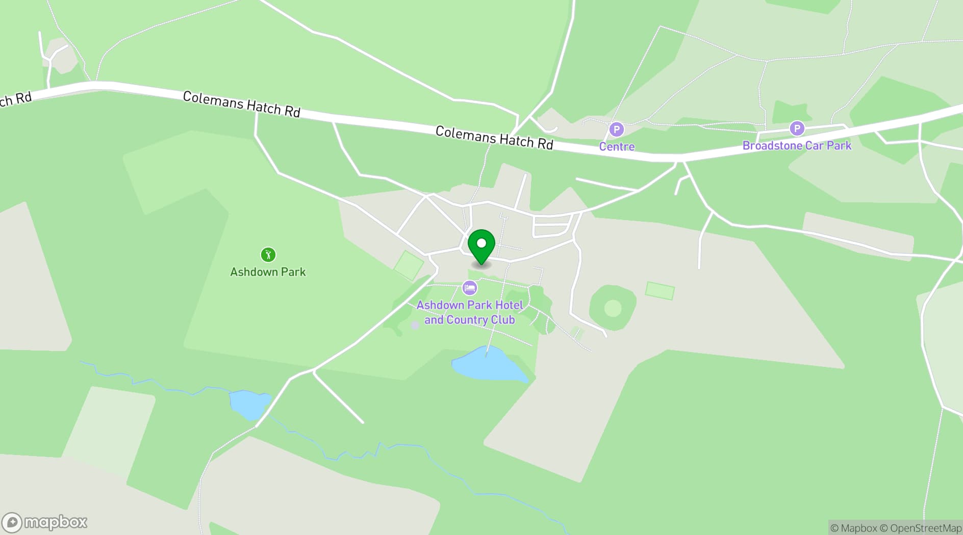 Map showing Ashdown Park Hotel