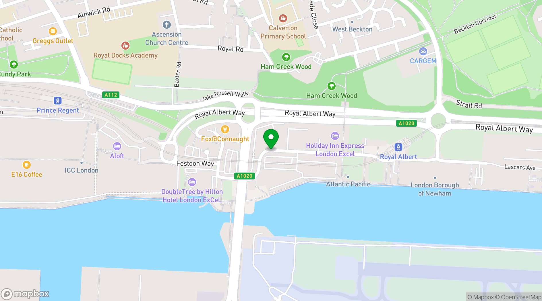 Map showing Hampton by Hilton London Docklands