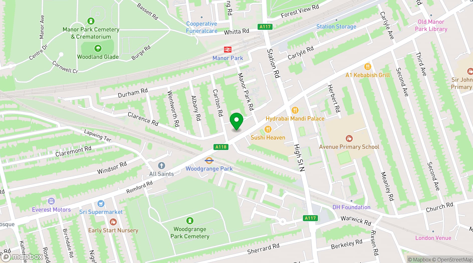 Map showing Streams of Joy East London