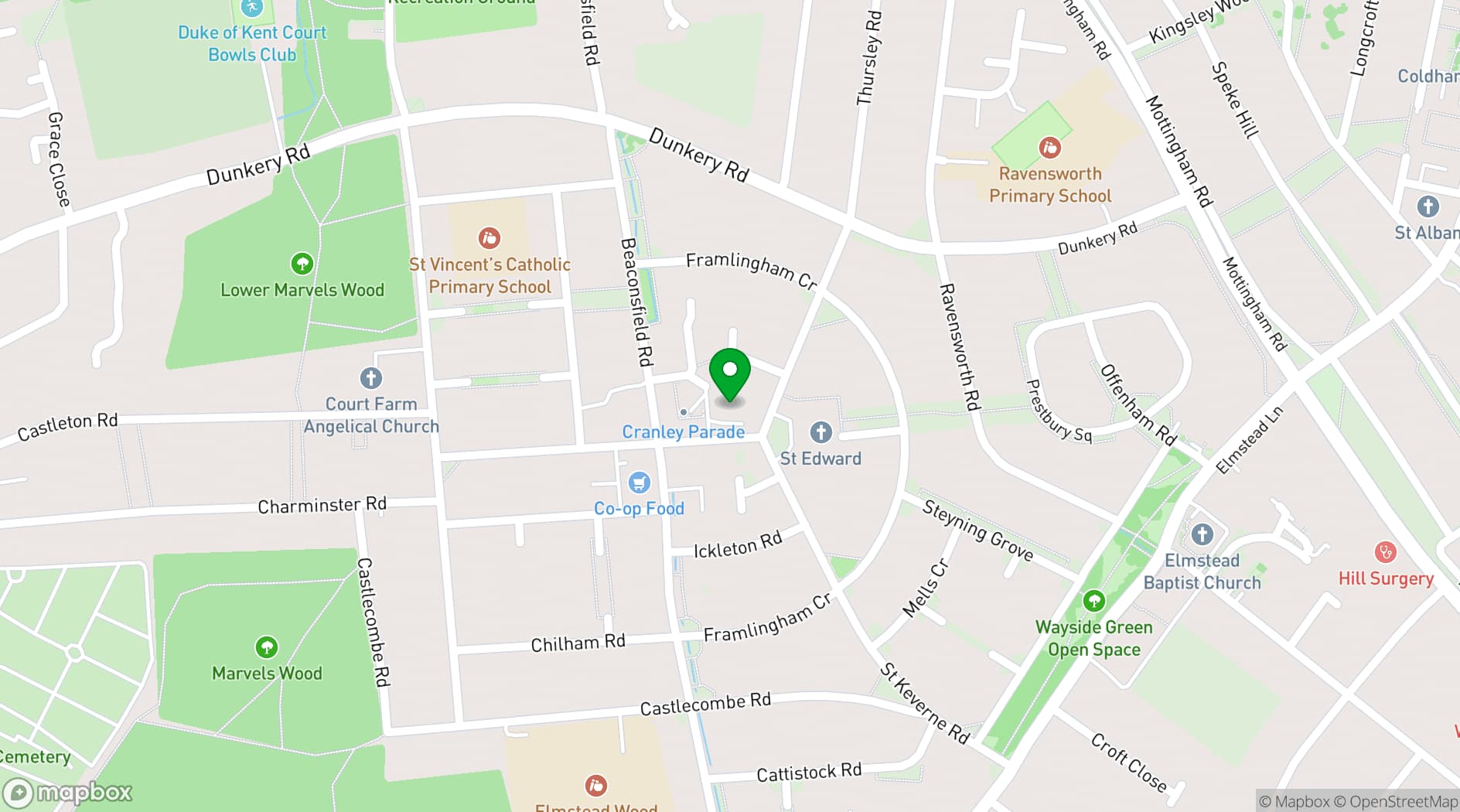 Map showing Mottingham Community Centre