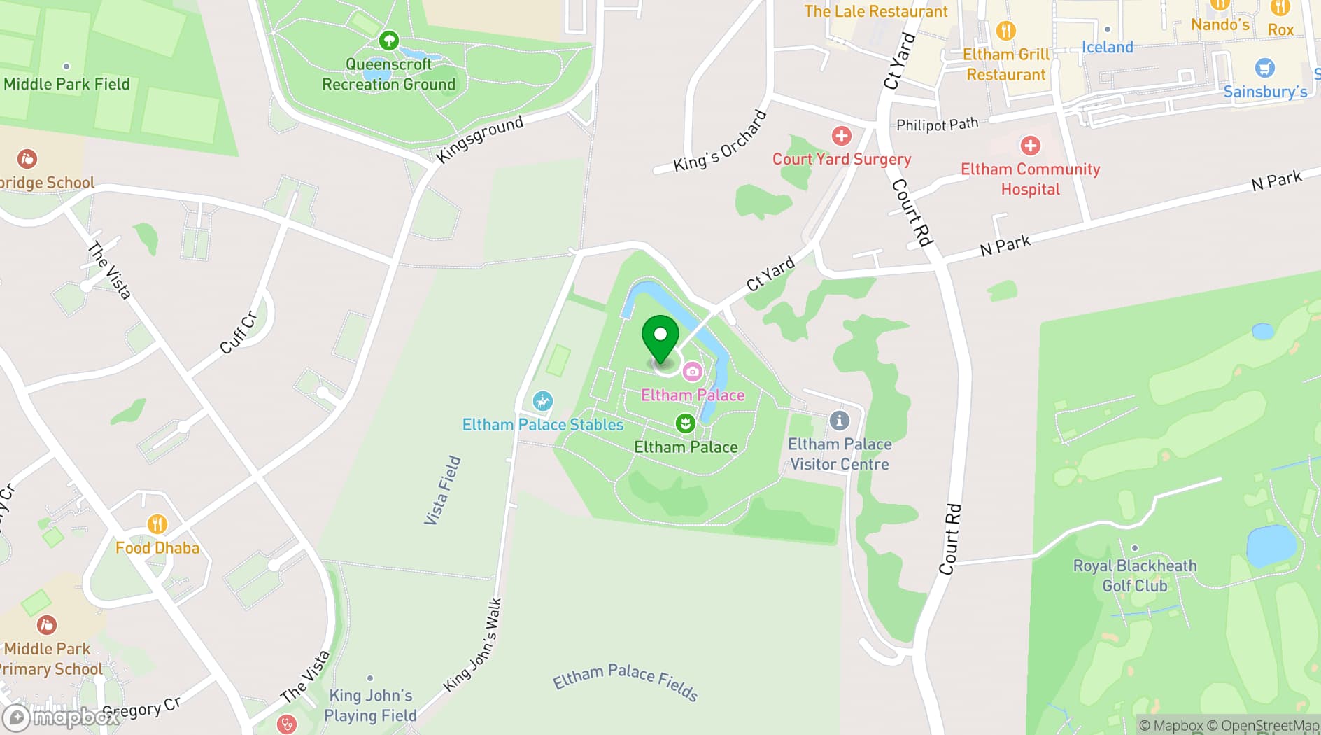 Map showing Eltham Palace