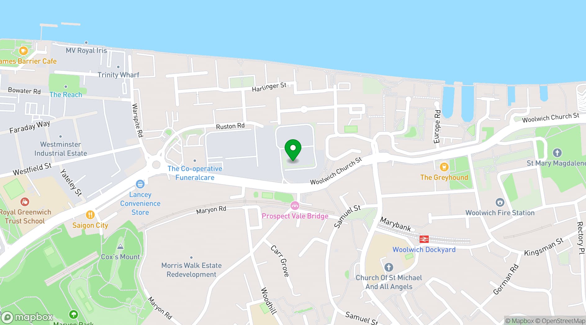 Map showing Woolwich Warehouse 