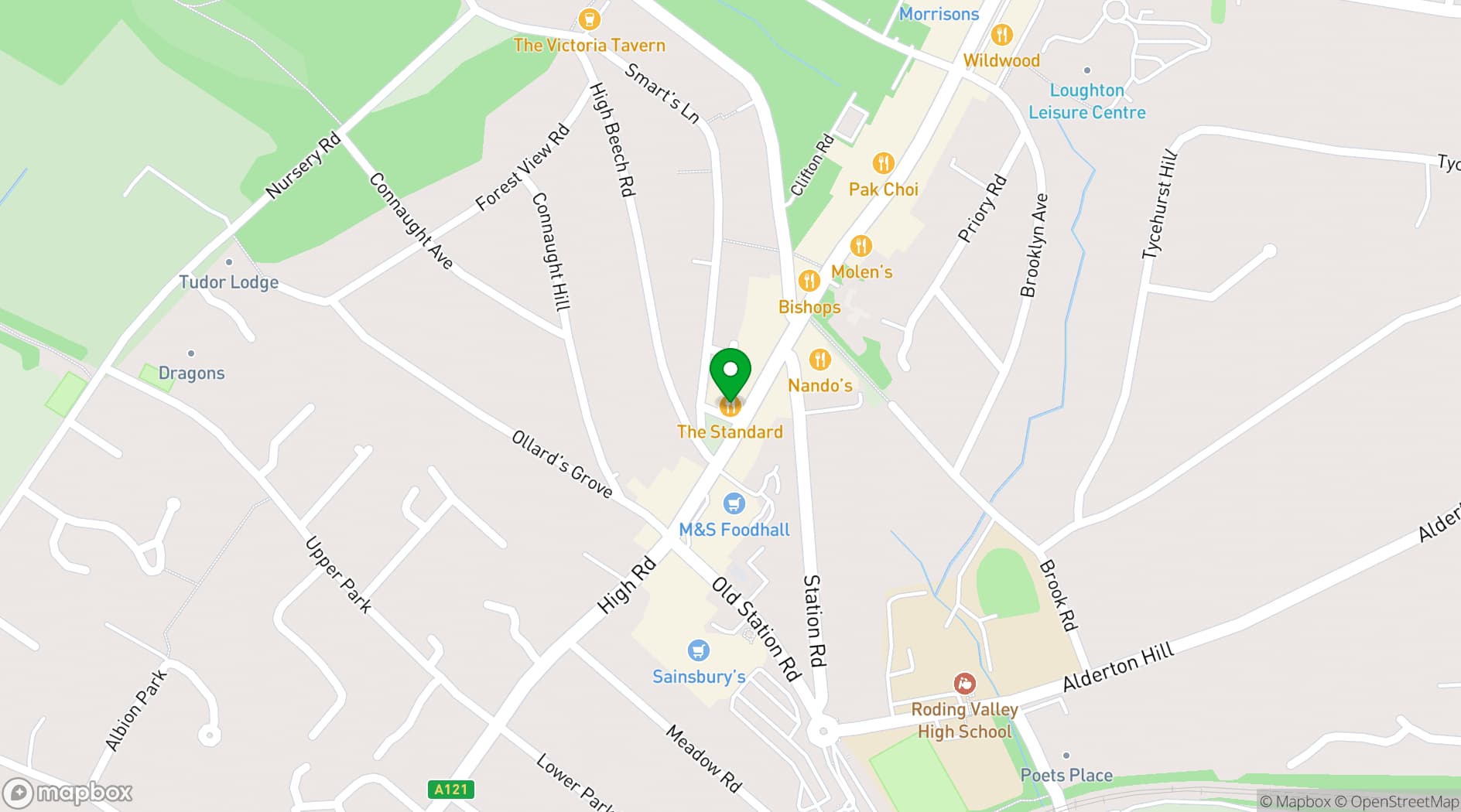 Map showing The Standard Loughton