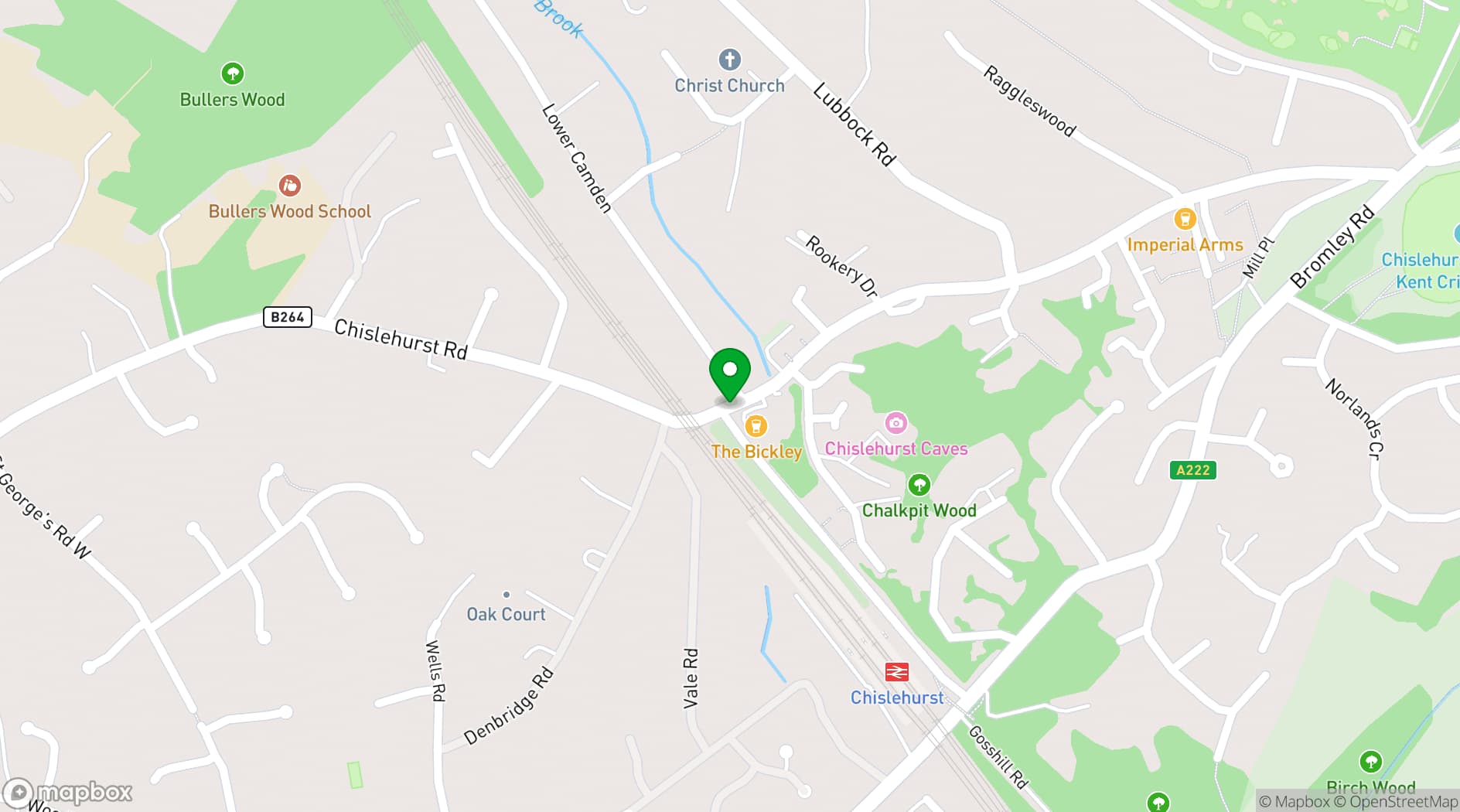 Map showing The Bickley Pub and Steakhouse