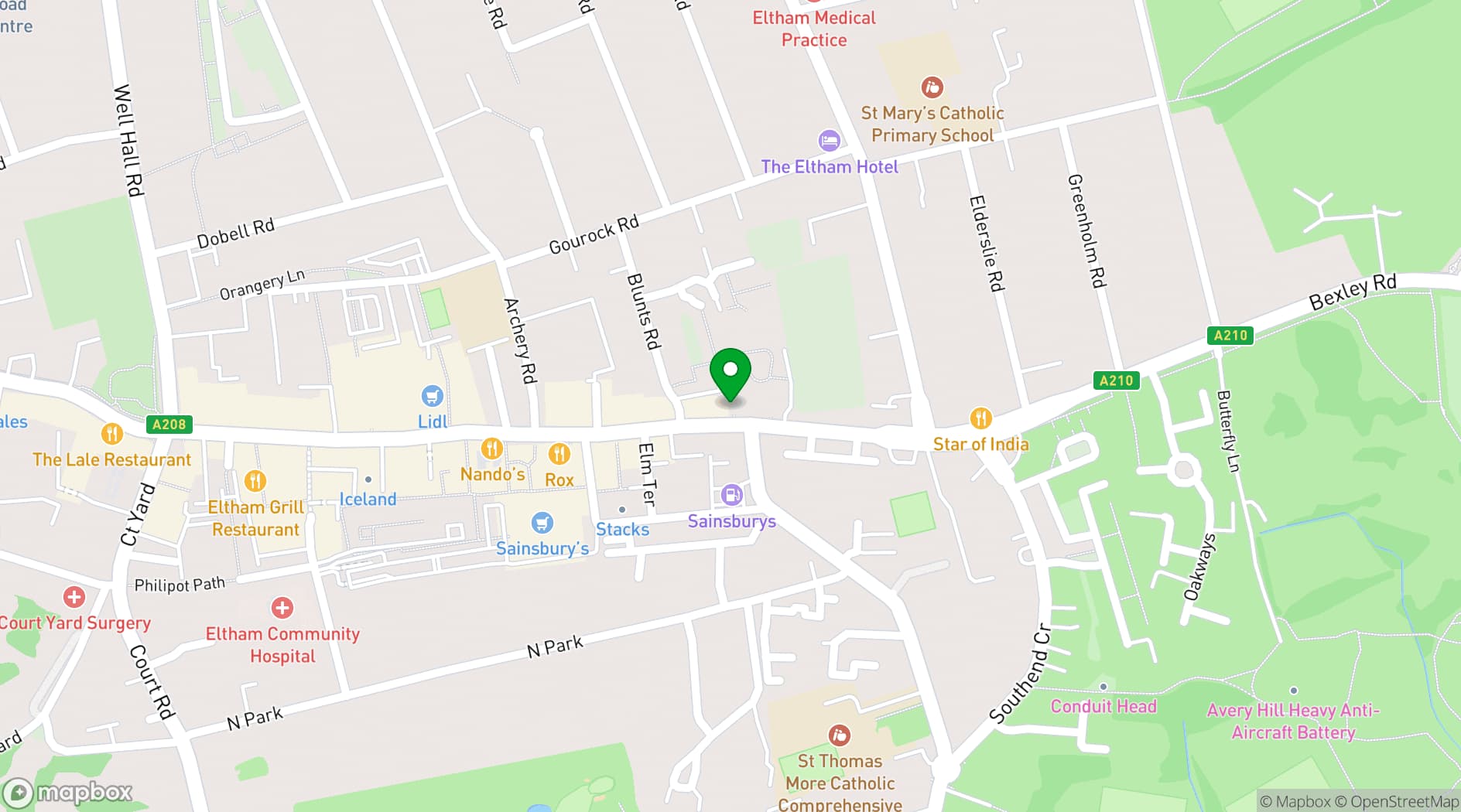 Map showing Christchurch Community Centre