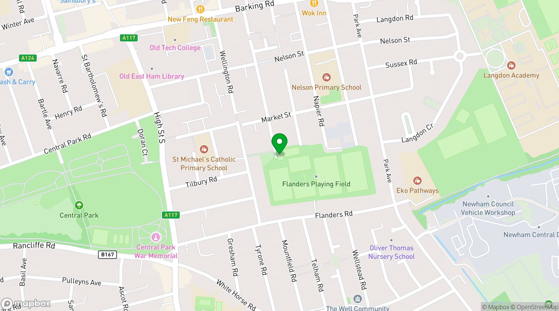 Map showing Flanders Playing Field