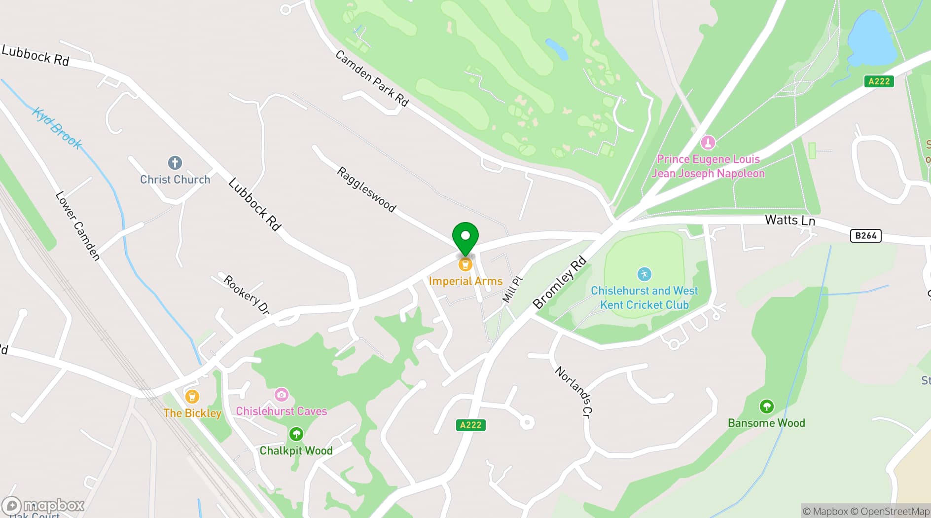 Map showing Imperial Arms Chislehurst