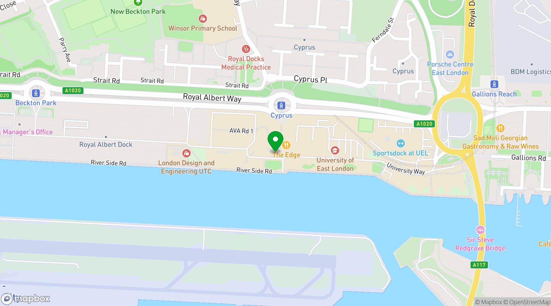 Map showing University of East London 