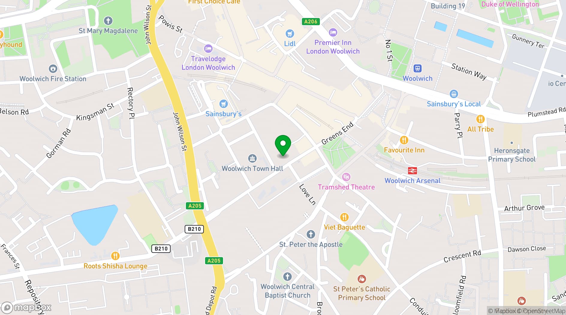 Map showing The Woolwich College London