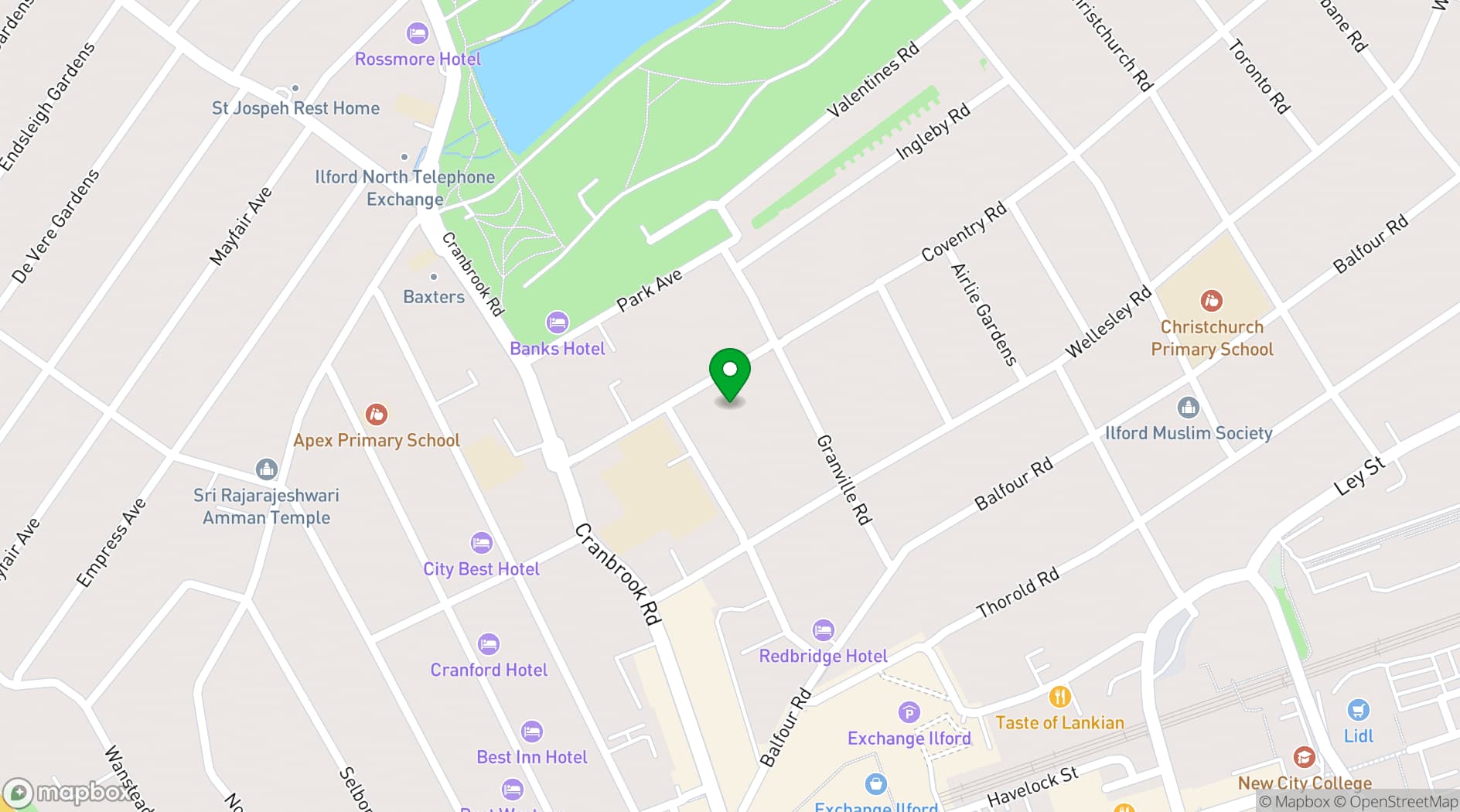 Map showing Ilford Central Seventh-day Adventist church