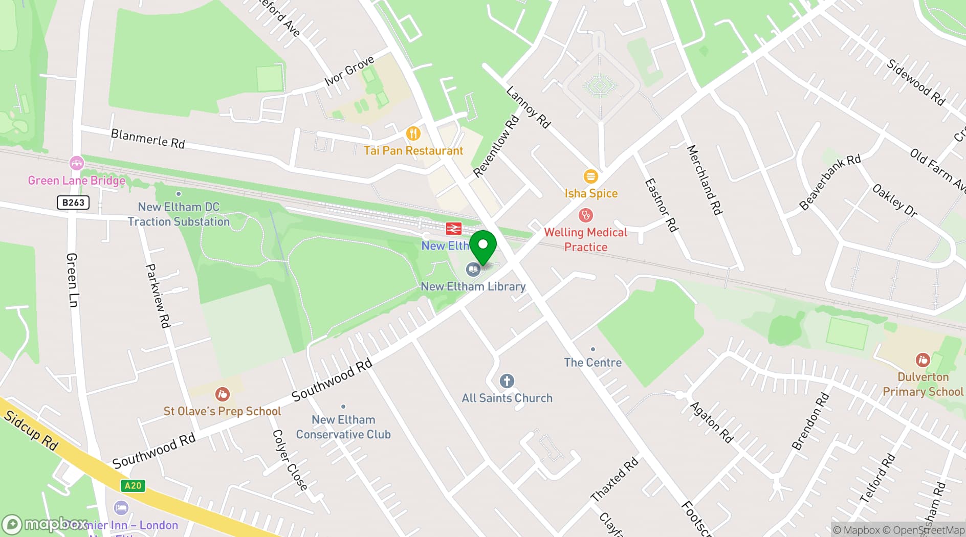 Map showing Community Association of New Eltham