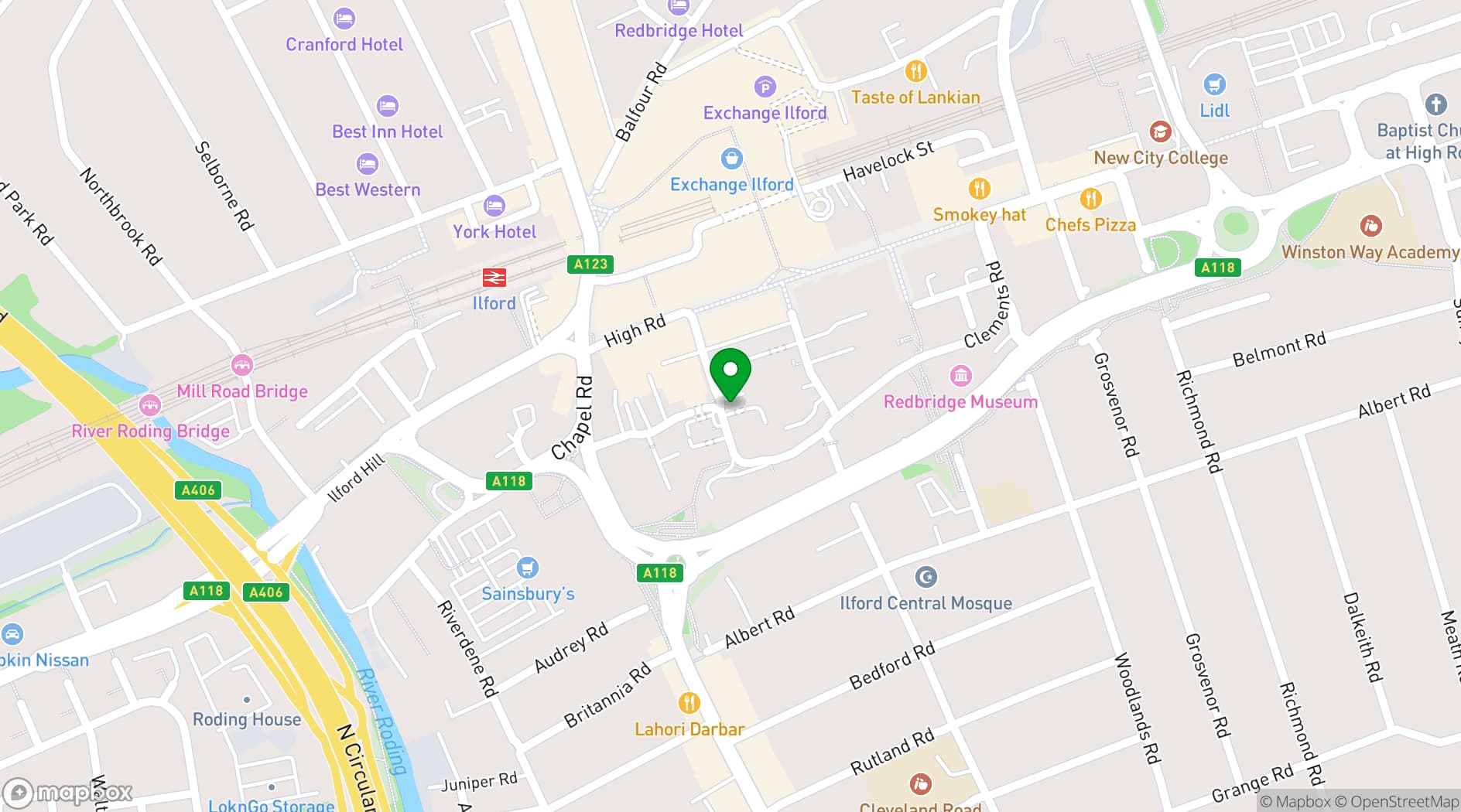Map showing Ilford Salvation Army