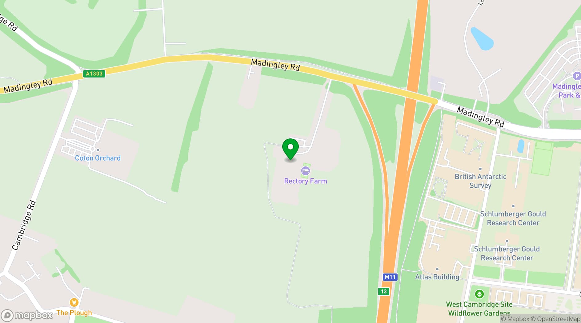Map showing Rectory Farm