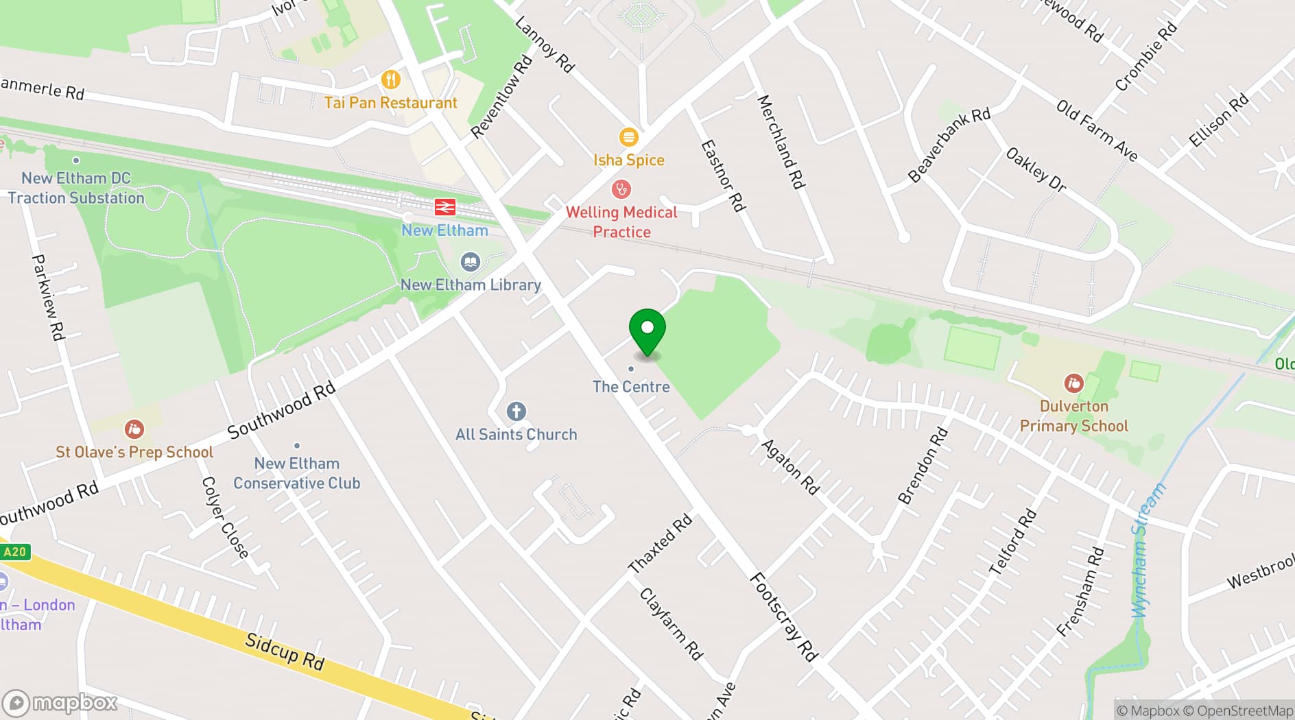 Map showing New Eltham Methodist Church
