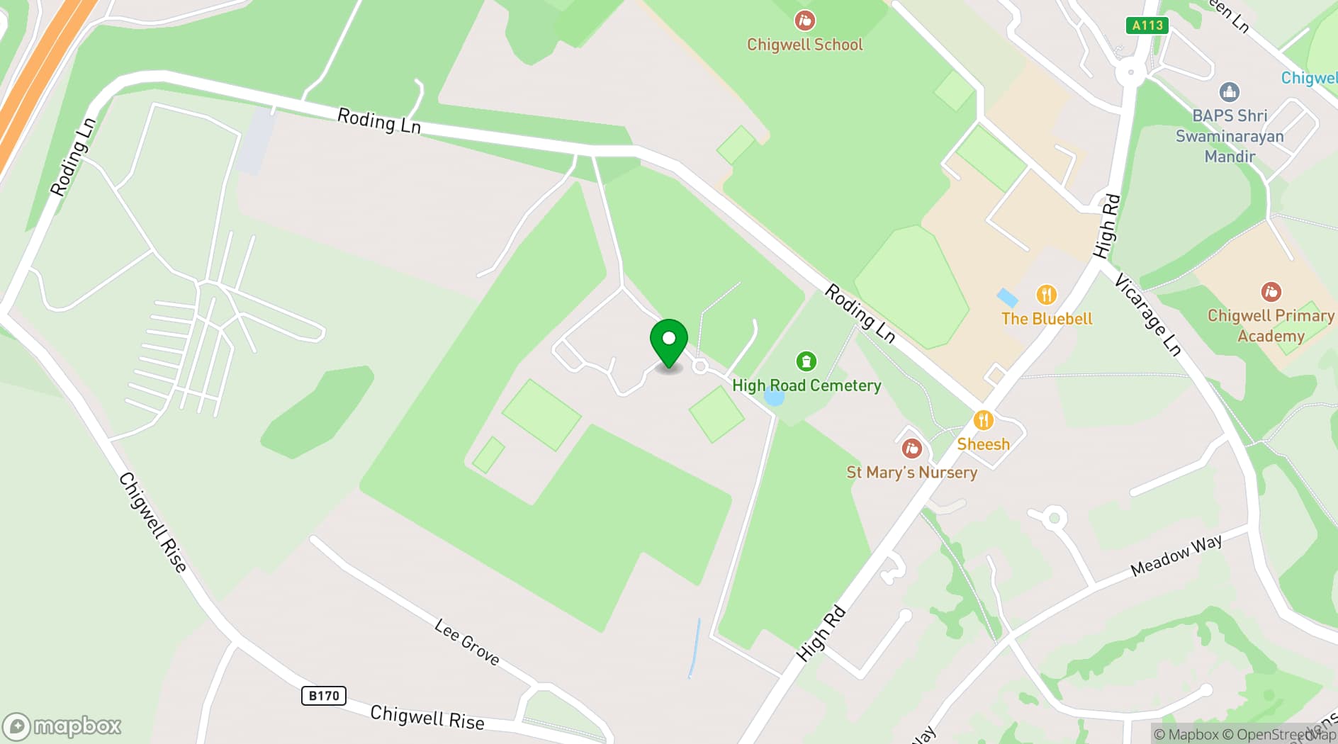 Map showing The Chigwell Marquees