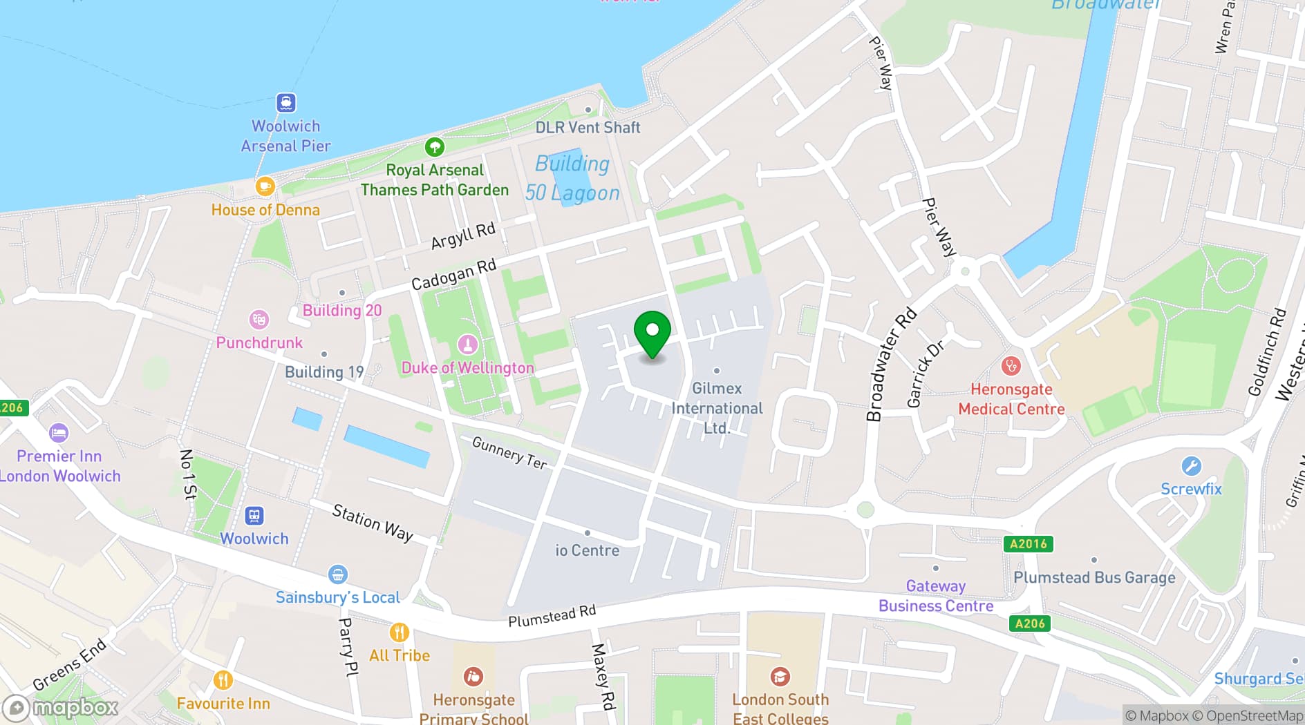 Map showing UniQ Royal Arsenal
