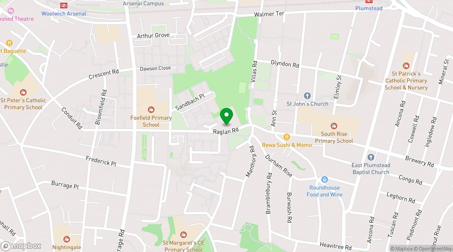Map showing Glyndon Community Centre
