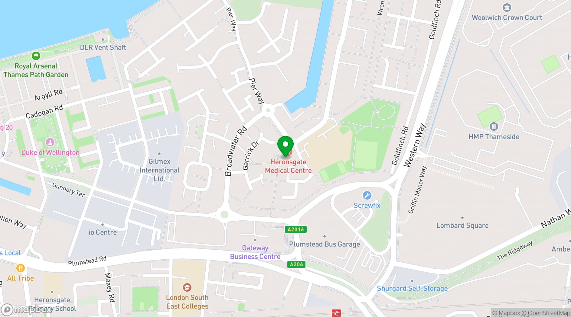 Map showing Broadwater Hub