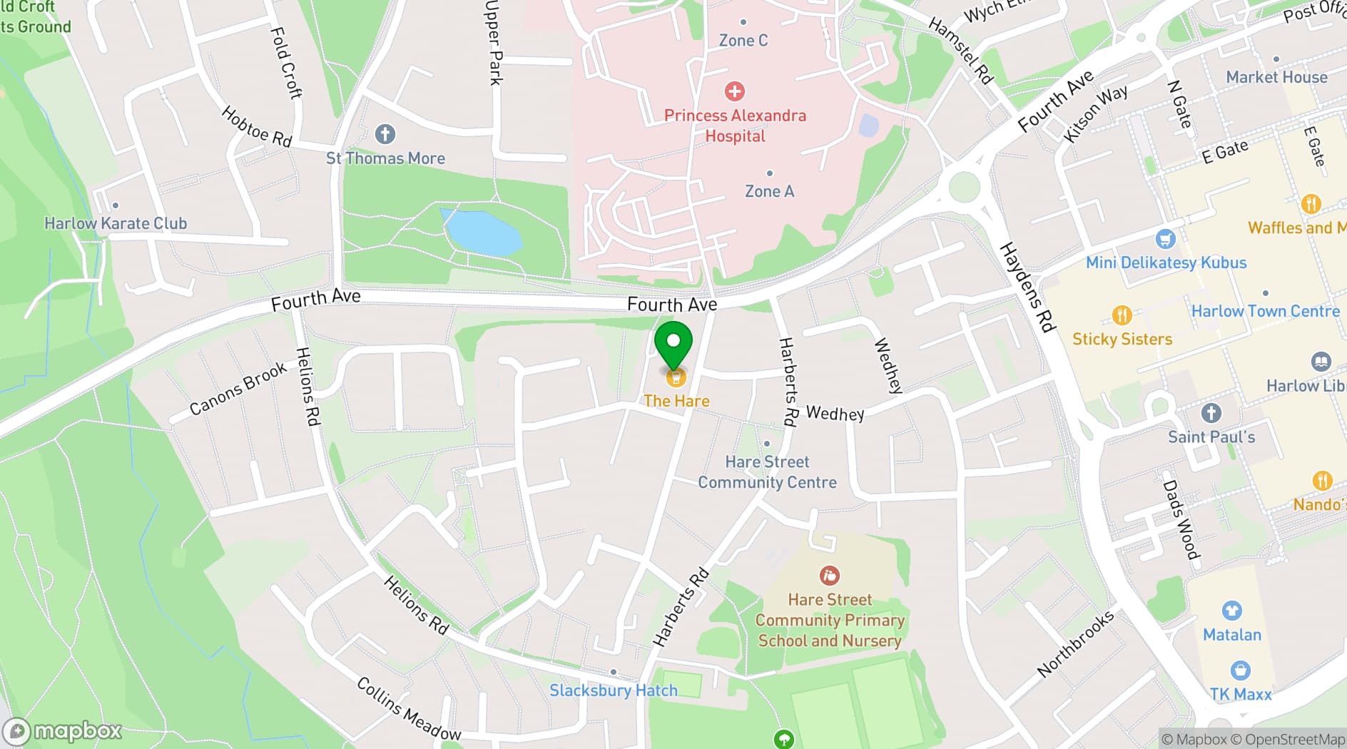 Map showing The Hare