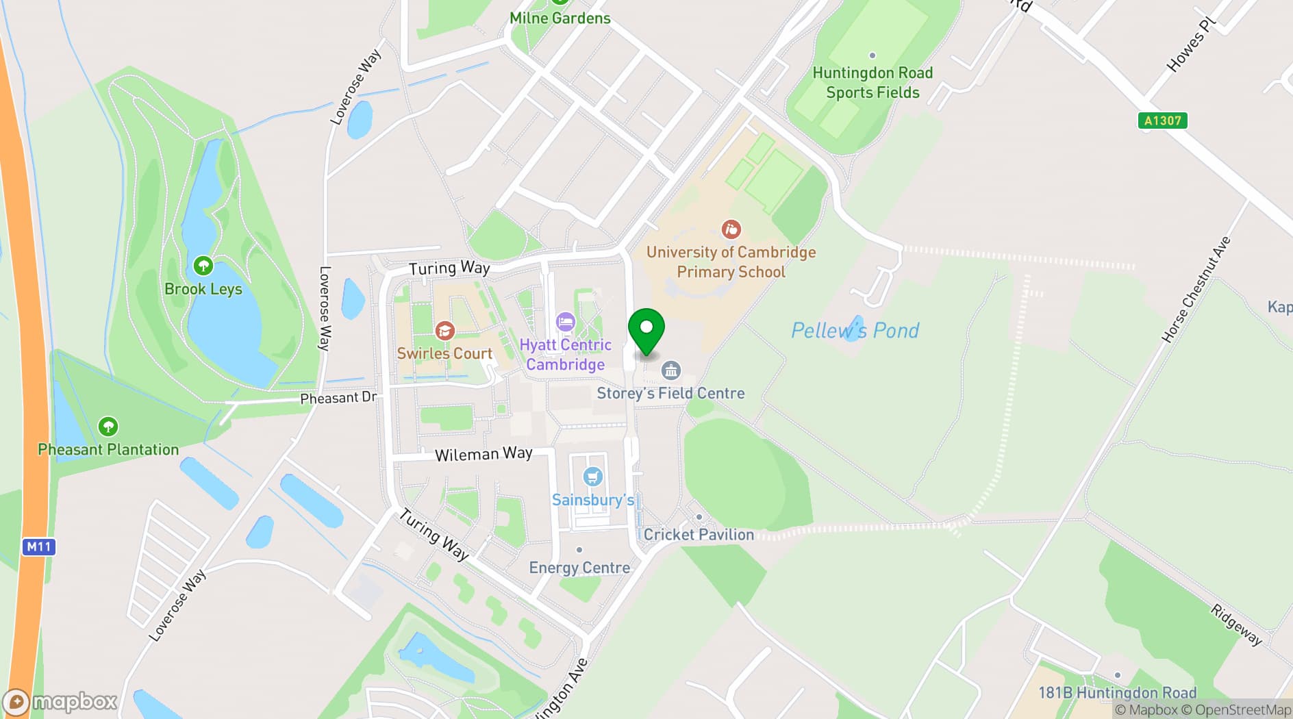 Map showing Storey's Field Centre