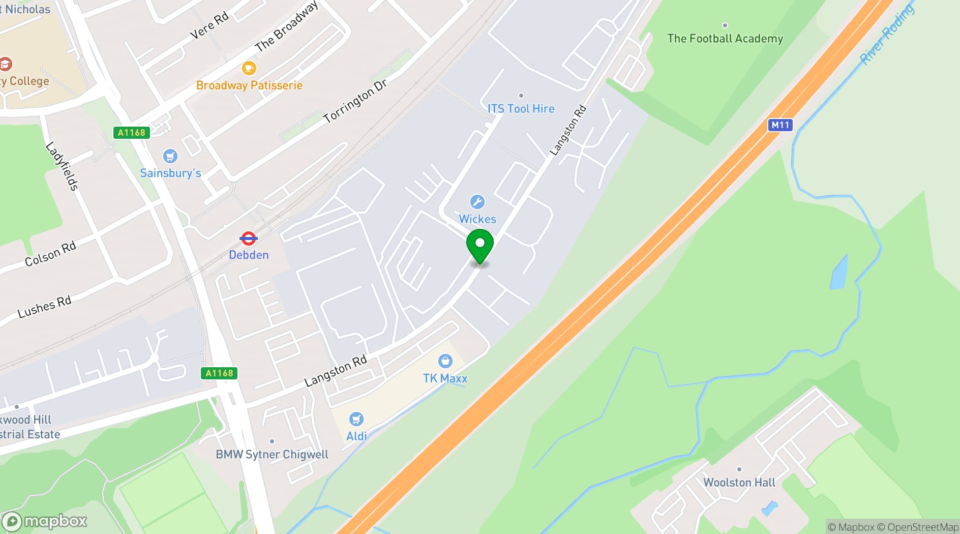 Map showing Loughton Grand Marquee
