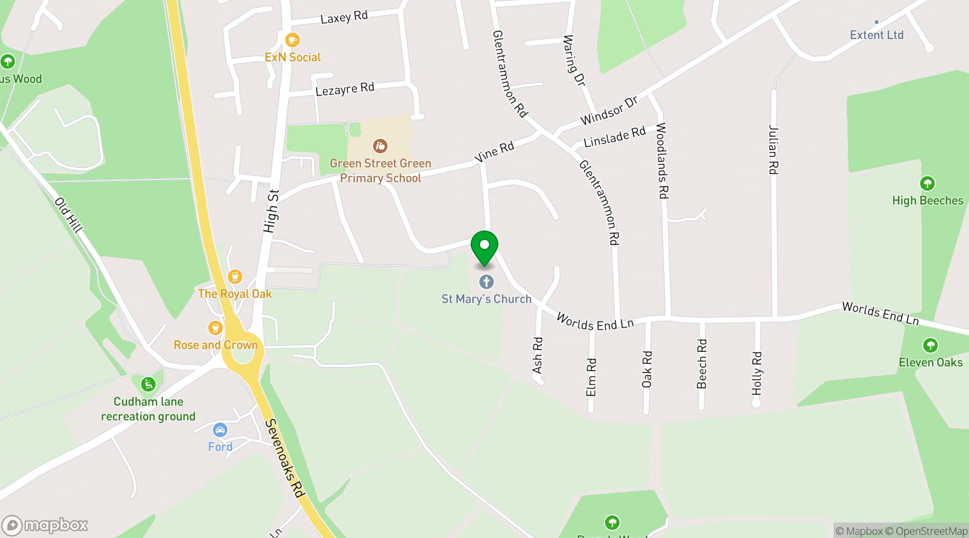 Map showing St Mary's Centre