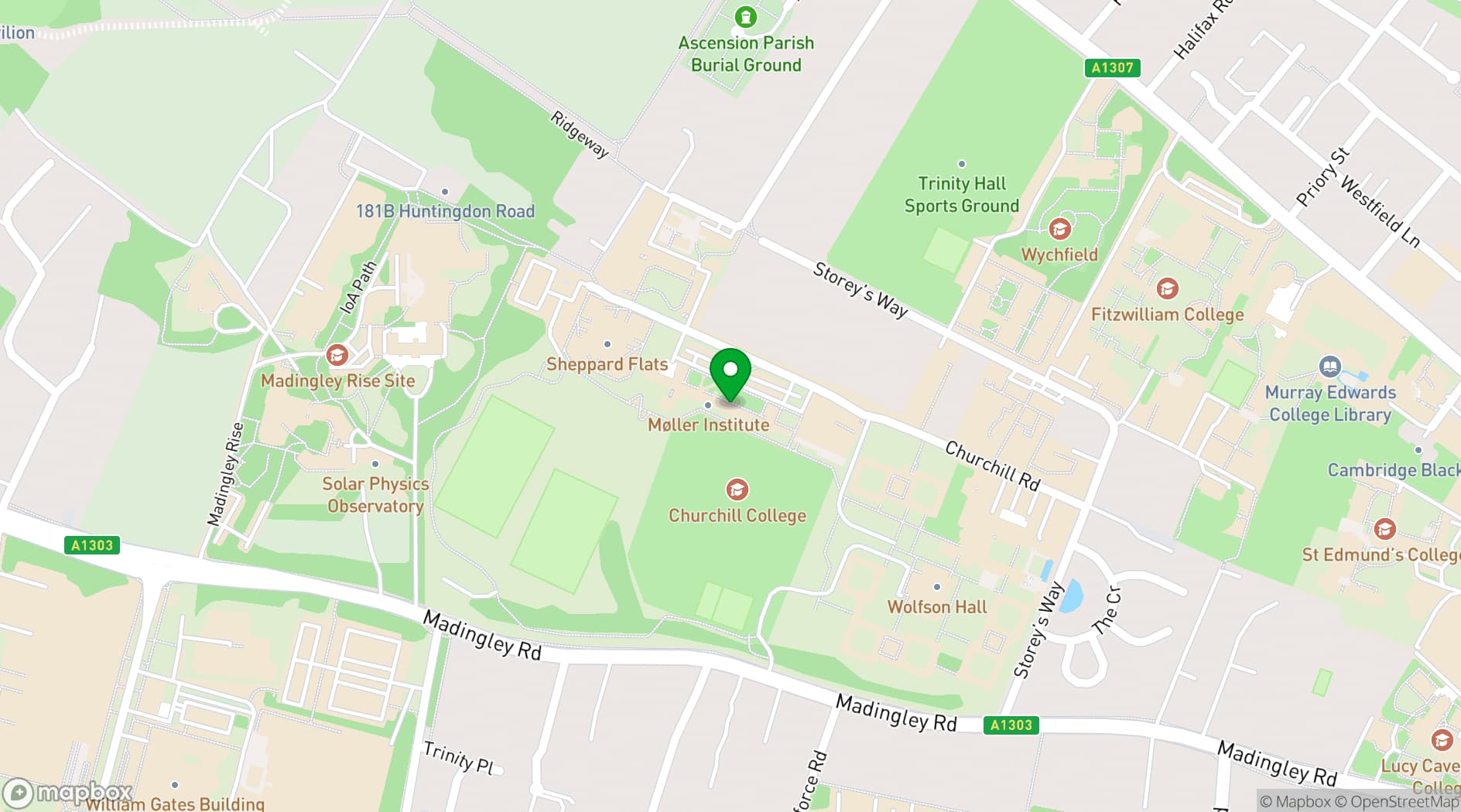 Map showing The Møller Institute
